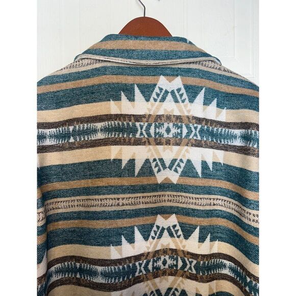 NWOT BlueโB Collection Tan, Brown & Blue Button Up Aztec Shacket Size Medium - Picture 9 of 14